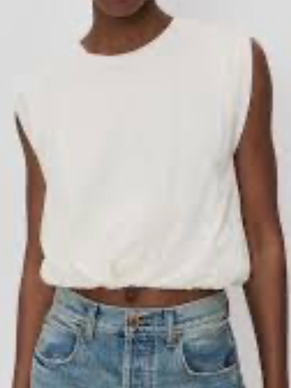 Good American Sleeveless Cropped Tank Top - White! New! XXL